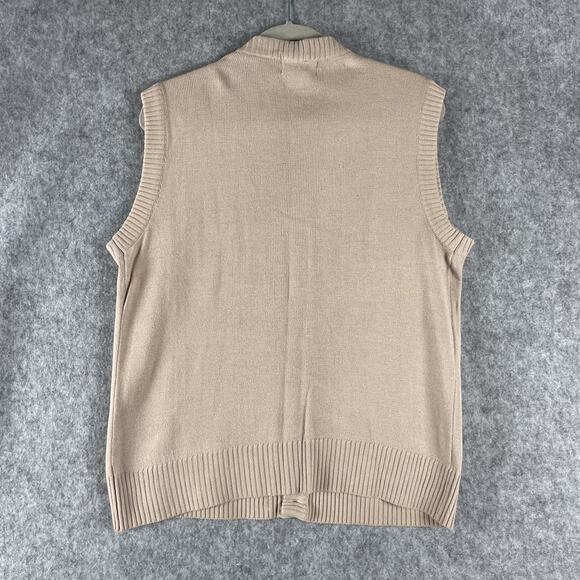 VTG Sears Sportswear Vest Mens XL Beige Knit Fisherman Grandpa Academia 70s 80s - Picture 8 of 12